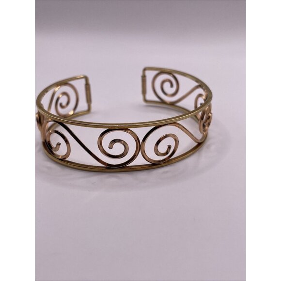 Vintage Krementz Gold Tone Swirl Scroll Open Work Cuff Bracelet - Picture 3 of 11